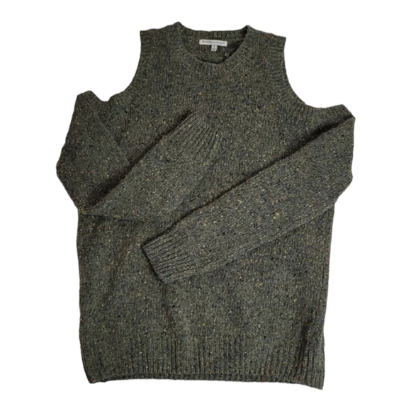 REBECCA MINKOFF Cold Shoulder sweater wool & alpaca crewneck women's S in green - Picture 3 of 12